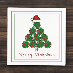 Merry Dinksmas Pickleball Christmas Tree Holiday  Napkins