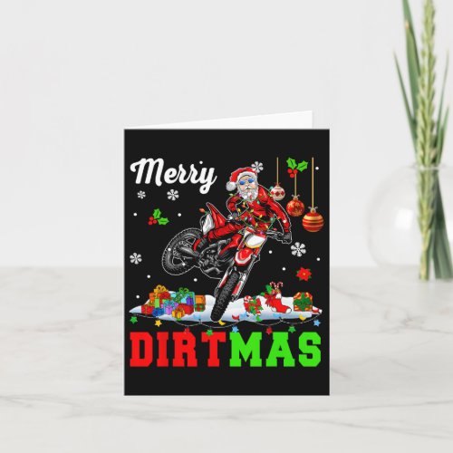 Merry Dirtmas Christmas Lights Santa Riding Dirt B Card