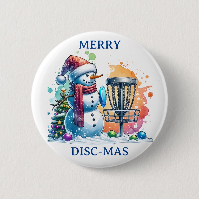 Merry Disc-mas | Disc Golf Christmas Button (Front)