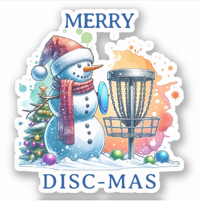 Merry Disc-mas | Disc Golf Personalized Christmas Sticker (Front)