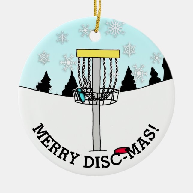 Merry Disc-Mas Funny Disc Golf Christmas Ceramic O Ceramic Ornament (Front)