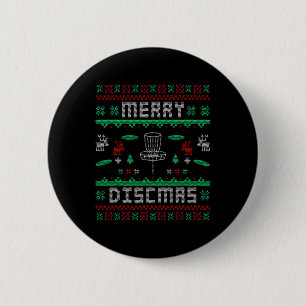 Merry Discmas Disc Golf Ugly Christmas Merry Chris Button