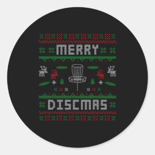 Merry Discmas Disc Golf Ugly Dad Uncle Christmas G Classic Round Sticker