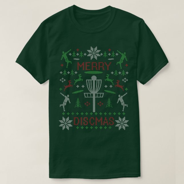 Merry Discmas Disk Golf Ugly Christmas Sweater Par (Design Front)