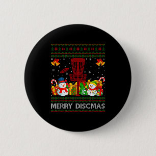 Merry Discmas Ugly Xmas Sweaters Funny Disc Golf C Button