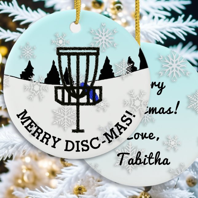Merry Disk-Mas Funny Disk Golf Christmas Ceramic O Ornament (Creator Uploaded)
