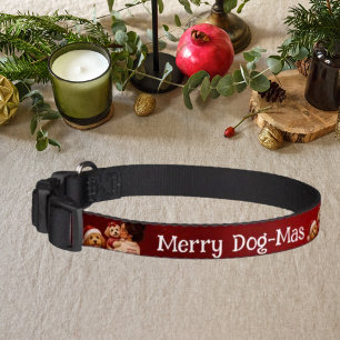 Merry Dog-Mas Cute Crimson Christmas  Dog Name  Pet Collar
