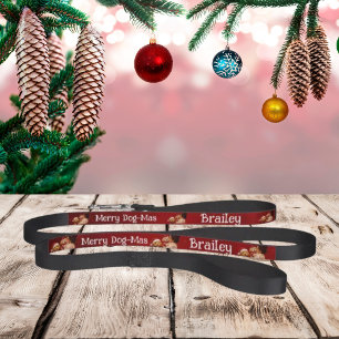 Merry Dog-Mas Cute Crimson Christmas Dog Name Pet Leash