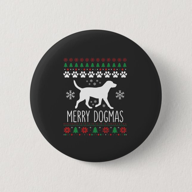 Merry Dogmas Christmas Dog Vector Button (Front)