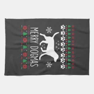 Merry Dogmas Christmas Dog Vector Kitchen Towel