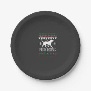 Merry Dogmas Christmas Dog Vector Paper Plates