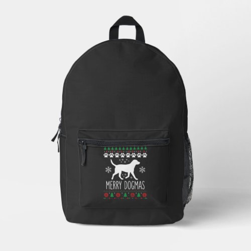 Merry Dogmas Christmas Dog Vector Printed Backpack