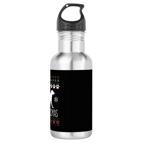 Merry Dogmas Christmas Dog Vector Stainless Steel Water Bottle
