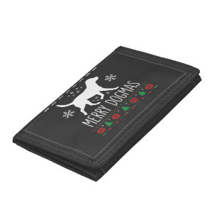 Merry Dogmas Christmas Dog Vector Tri-fold Wallet