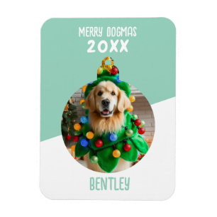 Merry Dogmas Custom Dog Photo Christmas Keepsake  Magnet