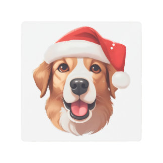 Merry Dogmas Cute Baby Santa Dog Pet Love  Metal Print