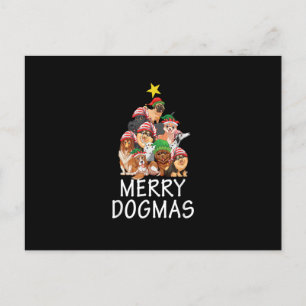 Merry Dogmas Cute Dog Xmas Christmas Tree Dog Love Postcard