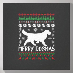 Merry Dogmas Dog Snowflake Ugly Christmas Sweater Canvas Photo Tile