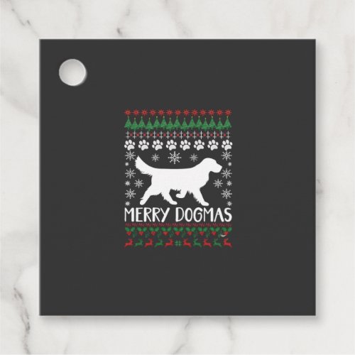 Merry Dogmas Dog Snowflake Ugly Christmas Sweater Favor Tags