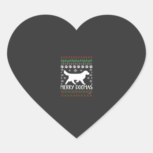 Merry Dogmas Dog Snowflake Ugly Christmas Sweater Heart Sticker