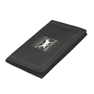 Merry Dogmas Dog Snowflake Ugly Christmas Sweater Tri-fold Wallet