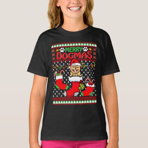 merry dogmas pomeranian dog  ugly christmas xmas  T_Shirt