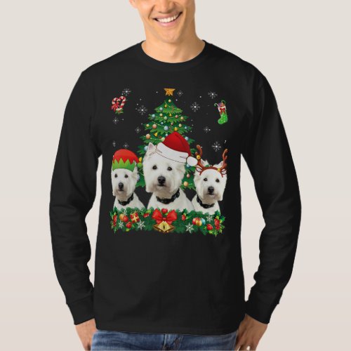 Merry Dogmas Westie Santa Elf Reindeer Dog Christm T_Shirt