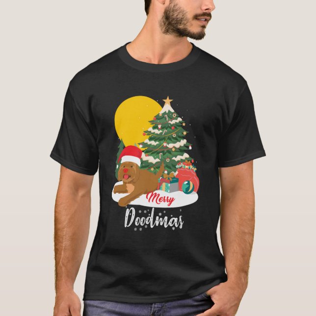 Merry Doodmas Funny Christmas Labradoodle Doodle L T-Shirt (Front)