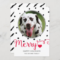Merry Dots Stripes Typography Photo Holiday Card