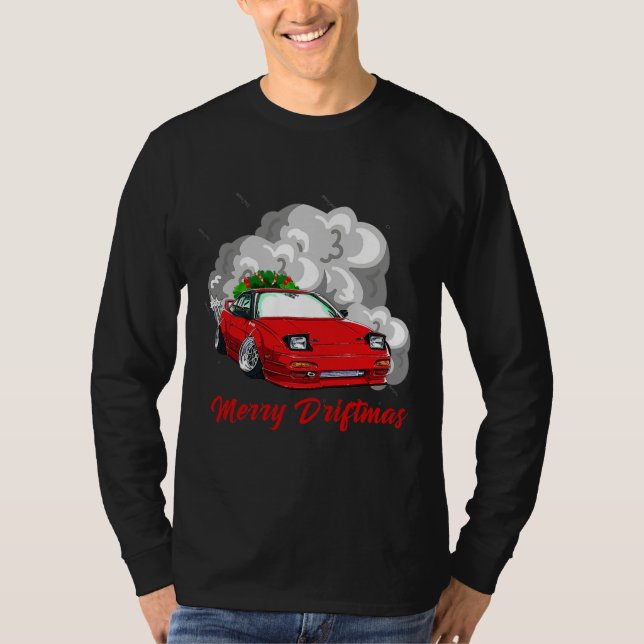 Merry Driftmas Christmas Racetrack Racing Car T-Shirt (Front)