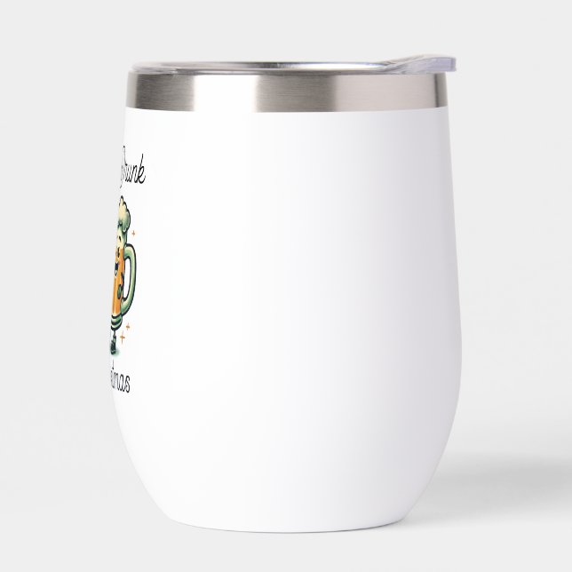 Merry Drunk Funny Christmas  Thermal Wine Tumbler (Left)