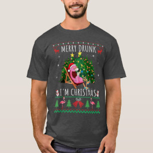 Merry Drunk Im Christmas, Flamingo Santa, Ugly Xma T-Shirt