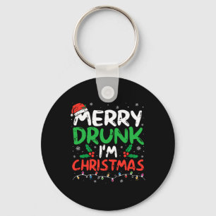 Merry Drunk I'm Christmas Funny Santa Joke Xmas Dr Keychain