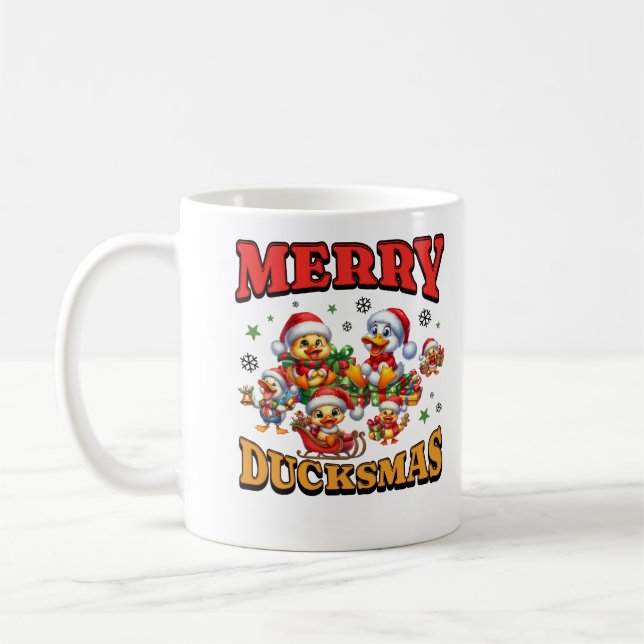 Merry Duckmas Cute Christmas Duck Lover Xmas Coffee Mug (Left)