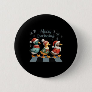 Merry Duckmas Funny Duck Lovers Santa Hat Lights C Button