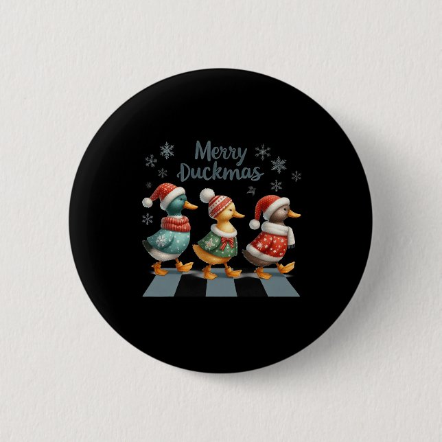 Merry Duckmas Funny Duck Lovers Santa Hat Lights C Button (Front)