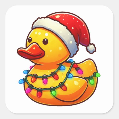 Merry Duckmas Santa Rubber Duck Christmas Square Sticker