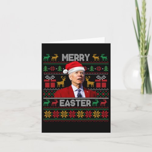 Merry Easter Funny Joe Biden Christmas Santa Hat H Card