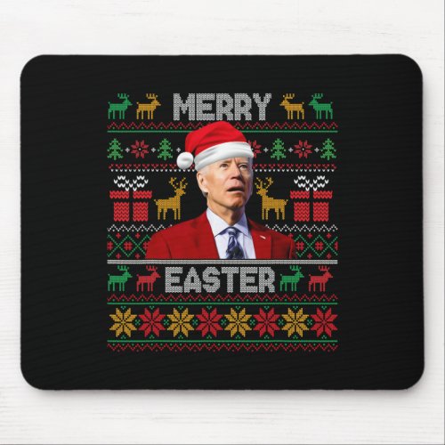 Merry Easter Funny Joe Biden Christmas Santa Hat H Mouse Pad