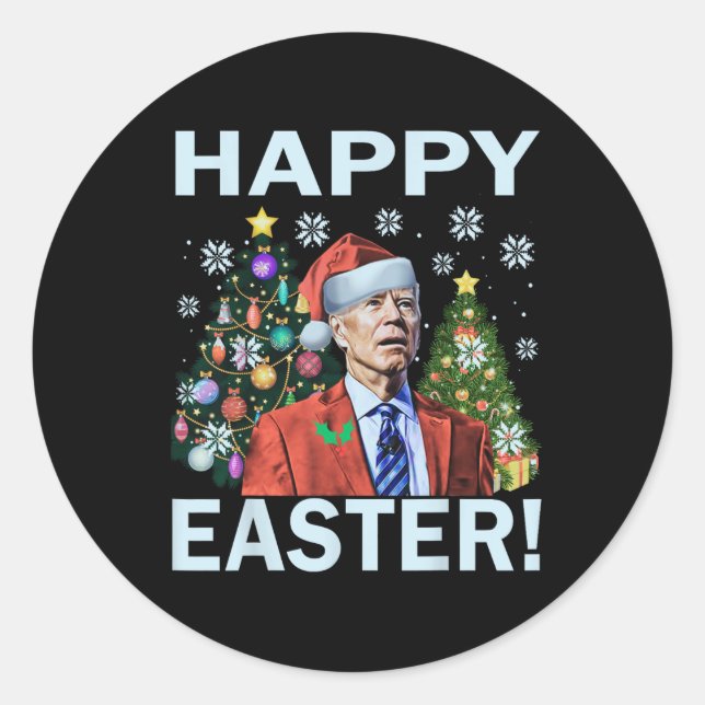 Merry Easter Funny Joe Biden Santa Christmas Classic Round Sticker (Front)