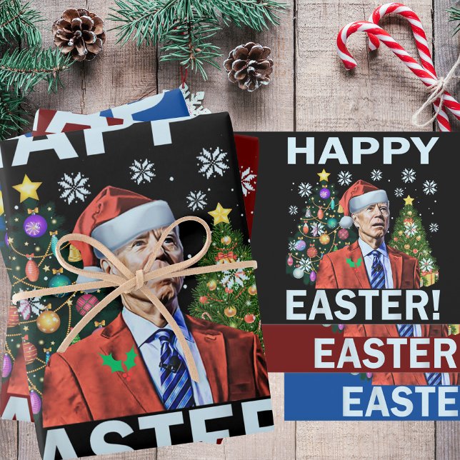 Merry Easter Funny Joe Biden Santa Christmas Wrapping Paper Sheets (Creator Uploaded)