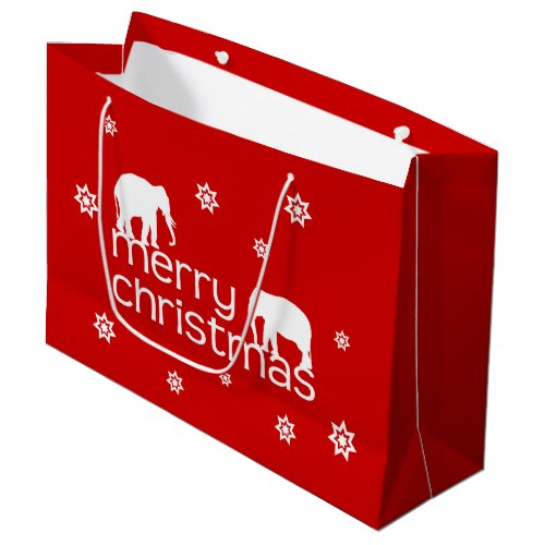 Merry Elephant Christmas Large Gift Bag
