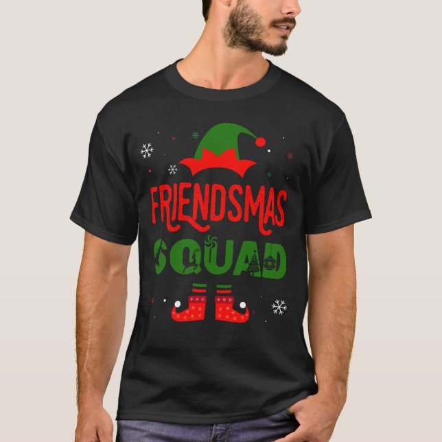 Merry Elf Friendsmas Theme Squad Matching T-Shirt (Front)