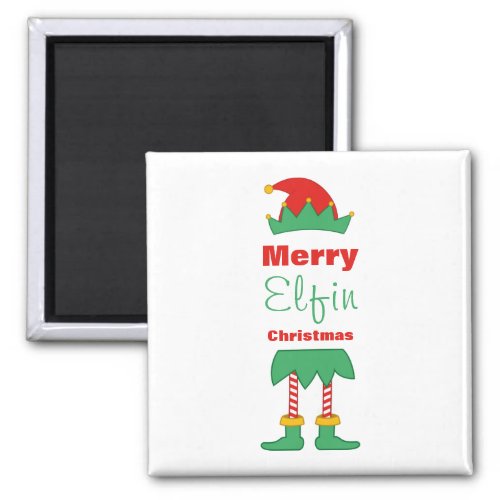 Merry Elfin Christmas elf hat striped socks  Magnet