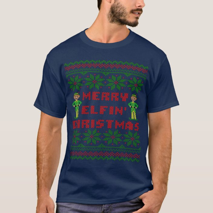 happy elfin christmas sweater