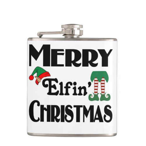 Merry Elfin Christmas Hip Flask