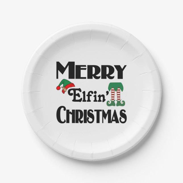 Merry Elfin' Christmas Paper Plates (Front)