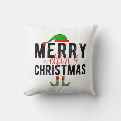 Merry Elfin Christmas Throw Pillow