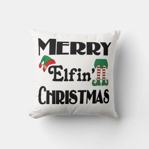 Merry Elfin Christmas Throw Pillow