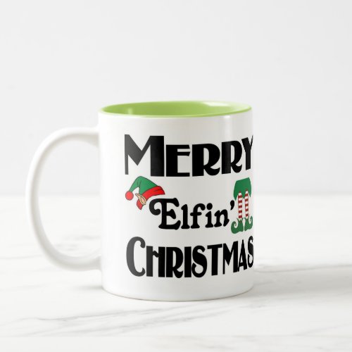 Merry Elfin Christmas Two_Tone Coffee Mug